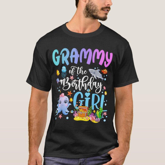 Grammy Of The Birthday Girl Sea Fish Ocean Aquariu T-Shirt (Front)