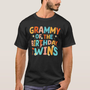 Grammy Of The Birthday Twins Kids Party Retro Bday T-Shirt