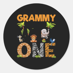 Grammy Of The Birthday Wild One Safari Boy Family Classic Round Sticker