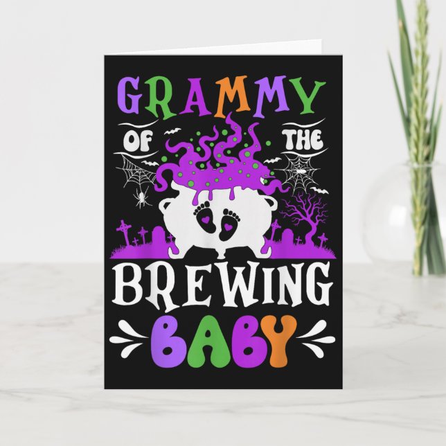 Grammy Of The Brewing Baby Grandma To Be Halloween Card (Front)