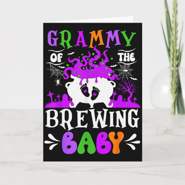 Grammy Of The Brewing Baby Grandma To Be Halloween Card (Front)
