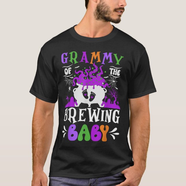 Grammy Of The Brewing Baby Grandma To Be Halloween T-Shirt (Front)