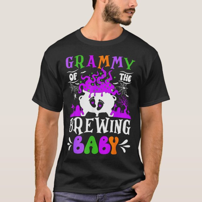 Grammy Of The Brewing Baby Grandma To Be Halloween T-Shirt (Front)