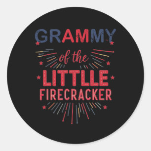 Grammy Of The Little Firecracker 4th Of July Birth Classic Round Sticker