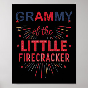 Grammy Of The Little Firecracker 4th Of July Birth Poster