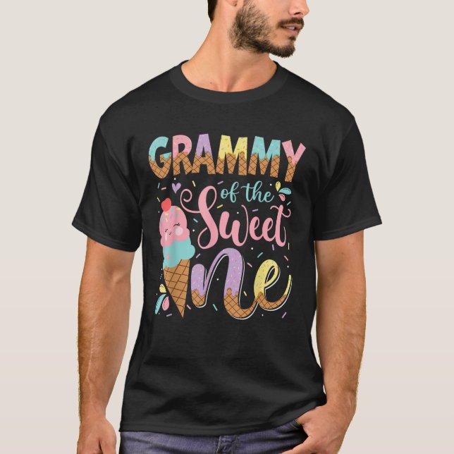 Grammy Of The Sweet One 1St Birthday Ice Cream Sum T-Shirt (Front)