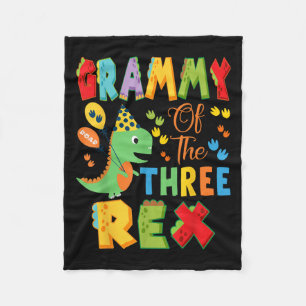 Grammy Of The Three Rex 3rd Birthday Boy Dinosaur Fleece Blanket