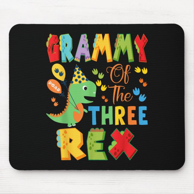 Grammy Of The Three Rex 3rd Birthday Boy Dinosaur  Mouse Mat (Front)