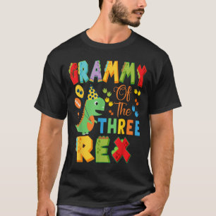 Grammy Of The Three Rex 3rd Birthday Boy Dinosaur T-Shirt