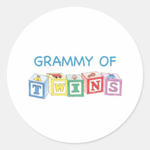 Grammy of Twins Blocks Classic Round Sticker