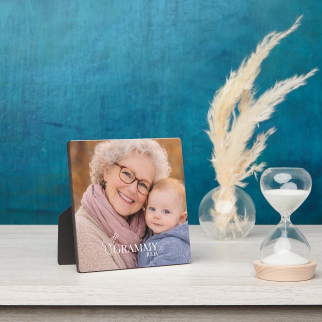 Grammy Photo Established Year Modern Heart Plaque (Insitu)