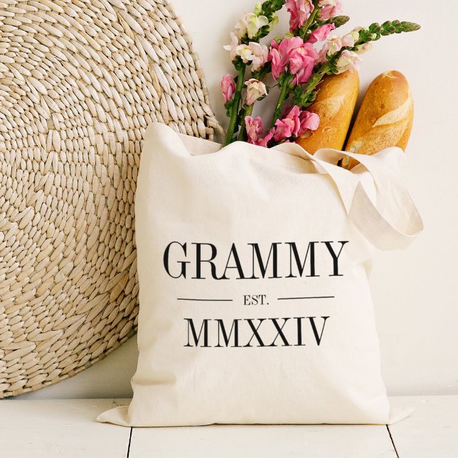 Grammy Roman Numeral Year Established Tote Bag (Creator Uploaded)