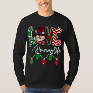 Grammy Snowman Love Grammy Life Christmas Red Plai T-Shirt
