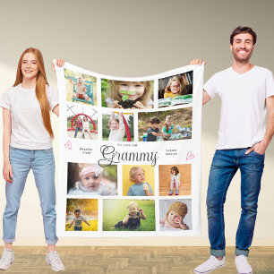 Grammy We Love You Personalised Hearts Modern Fleece Blanket