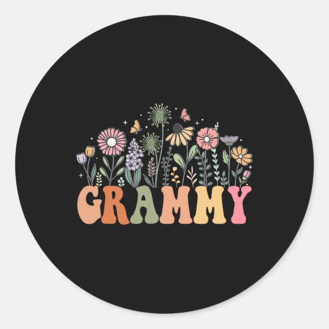 Grammy Wildflower Floral Birthday Baby Shower New  Classic Round Sticker (Front)