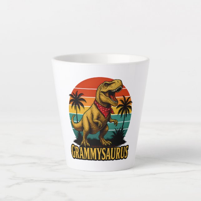 Grammysaurus T Rex Dinosaur Grammy Mothers Day Latte Mug (Front)