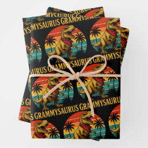 Grammysaurus T Rex Dinosaur Grammy Mothers Day Wrapping Paper Sheet