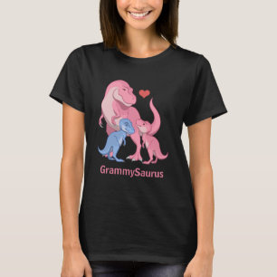 GrammySaurus T-Rex with Baby Boy & Girl Dinosaurs T-Shirt
