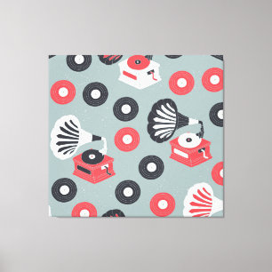Gramophone Hand-Drawn Seamless Art Canvas Print