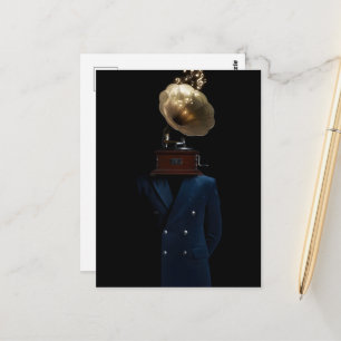 Gramophone Head Gentleman Postcard