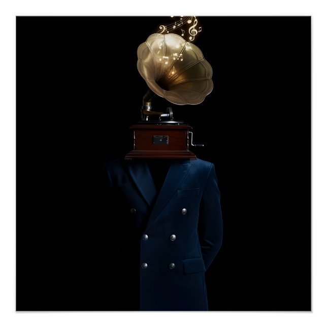 Gramophone Head Gentleman Poster (Front)