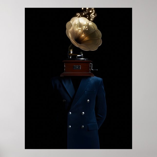 Gramophone Head Gentleman Poster (Front)
