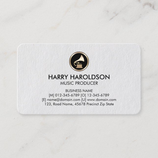 Gramophone Music Producer Premium Business Card (Front)