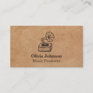 Gramophone Music Producer Vintage Business Cards