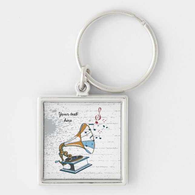 Gramophone retro custom keychain (Front)