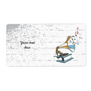 Gramophone retro custom label