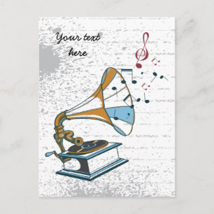 Gramophone retro custom postcard
