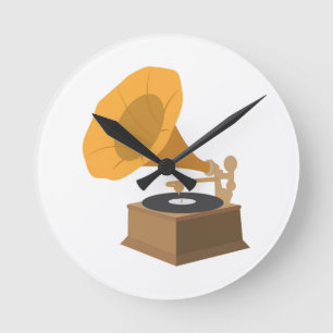 Gramophone Round Clock