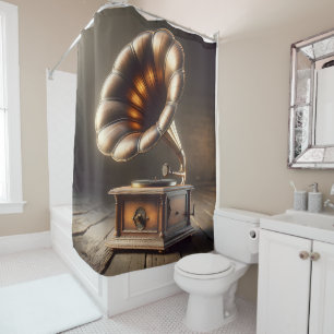 Gramophone Shower Curtain