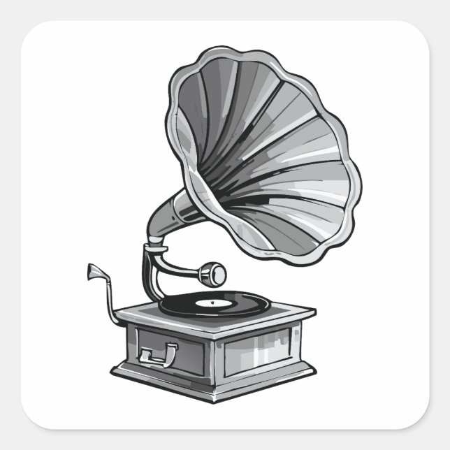 Gramophone Square Sticker (Front)