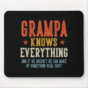 Grampa knows everything father's day retro vintage mouse mat