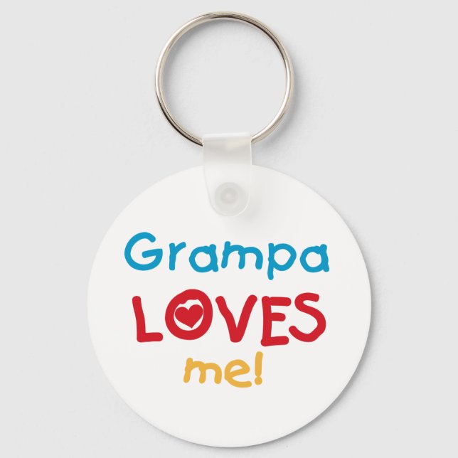 Grampa Loves Me T-shirts and Gifts Key Ring (Front)