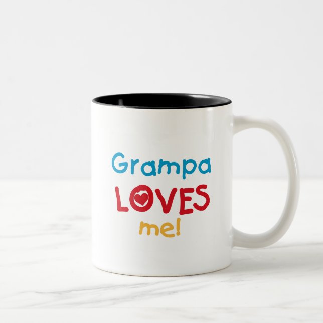 Grampa Loves Me T-shirts and Gifts Two-Tone Coffee Mug (Right)