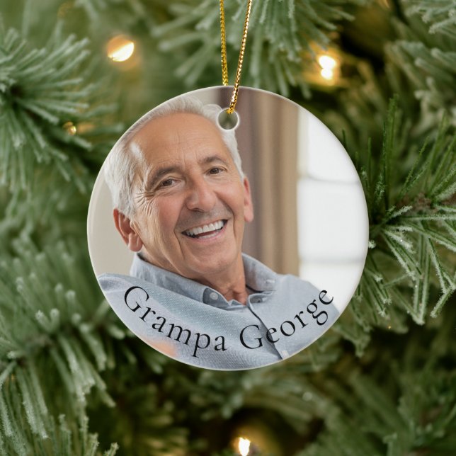 Grampa simple stylish keepsake photo ceramic tree decoration (Tree)