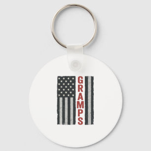 Gramps American Flag Vintage Patriotic Vector_1 Key Ring