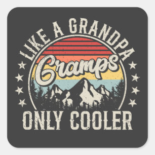 Gramps Like a Grandpa Only Cooler Retro Square Sticker