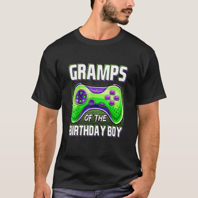 Gramps of the Birthday Boy Matching Family Video G T-Shirt (Front)