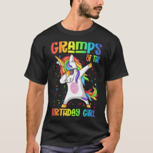 Gramps Of The Birthday Girl Dabbing Unicorn Birthd T-Shirt