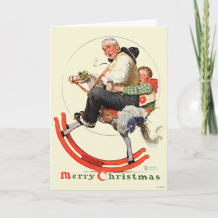 Gramps on Rocking Horse Holiday Card