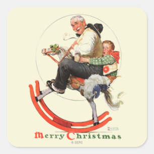 Gramps on Rocking Horse Square Sticker