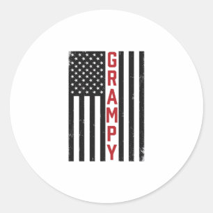 Grampy American Flag Patriotic Vintage Vector Desi Classic Round Sticker