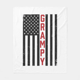 Grampy American Flag Patriotic Vintage Vector Desi Fleece Blanket