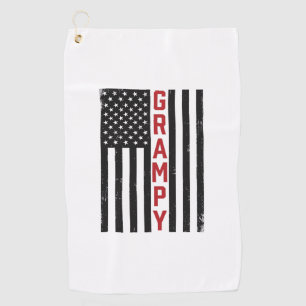 Grampy American Flag Patriotic Vintage Vector Desi Golf Towel