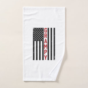 Grampy American Flag Patriotic Vintage Vector Desi Hand Towel
