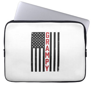 Grampy American Flag Patriotic Vintage Vector Desi Laptop Sleeve