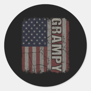 Grampy American Flag Vintage Father's Day 4th Of J Classic Round Sticker